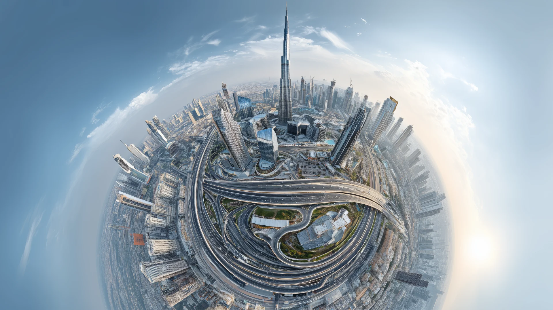 Tiny-planet view of Dubai