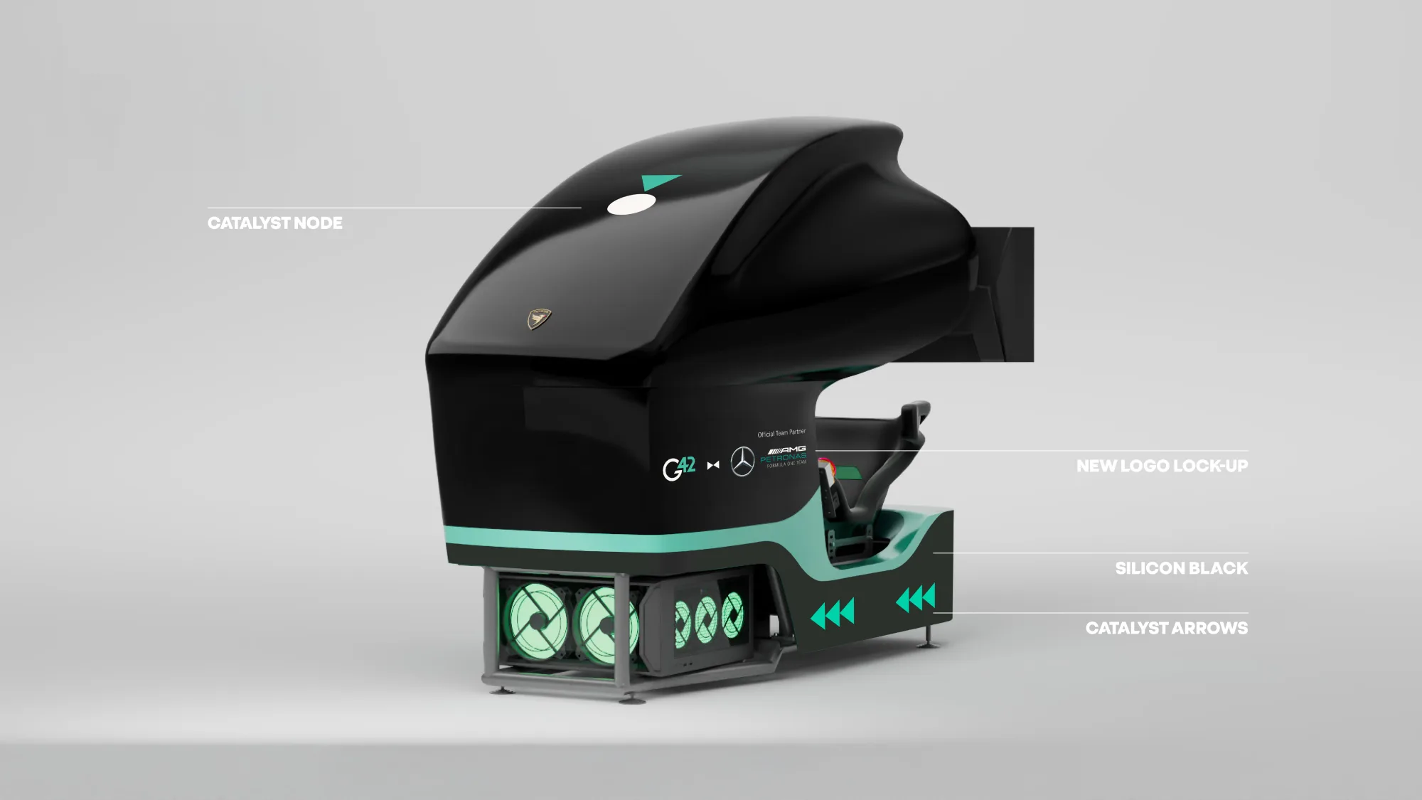 The branded F1 simulator, as designed