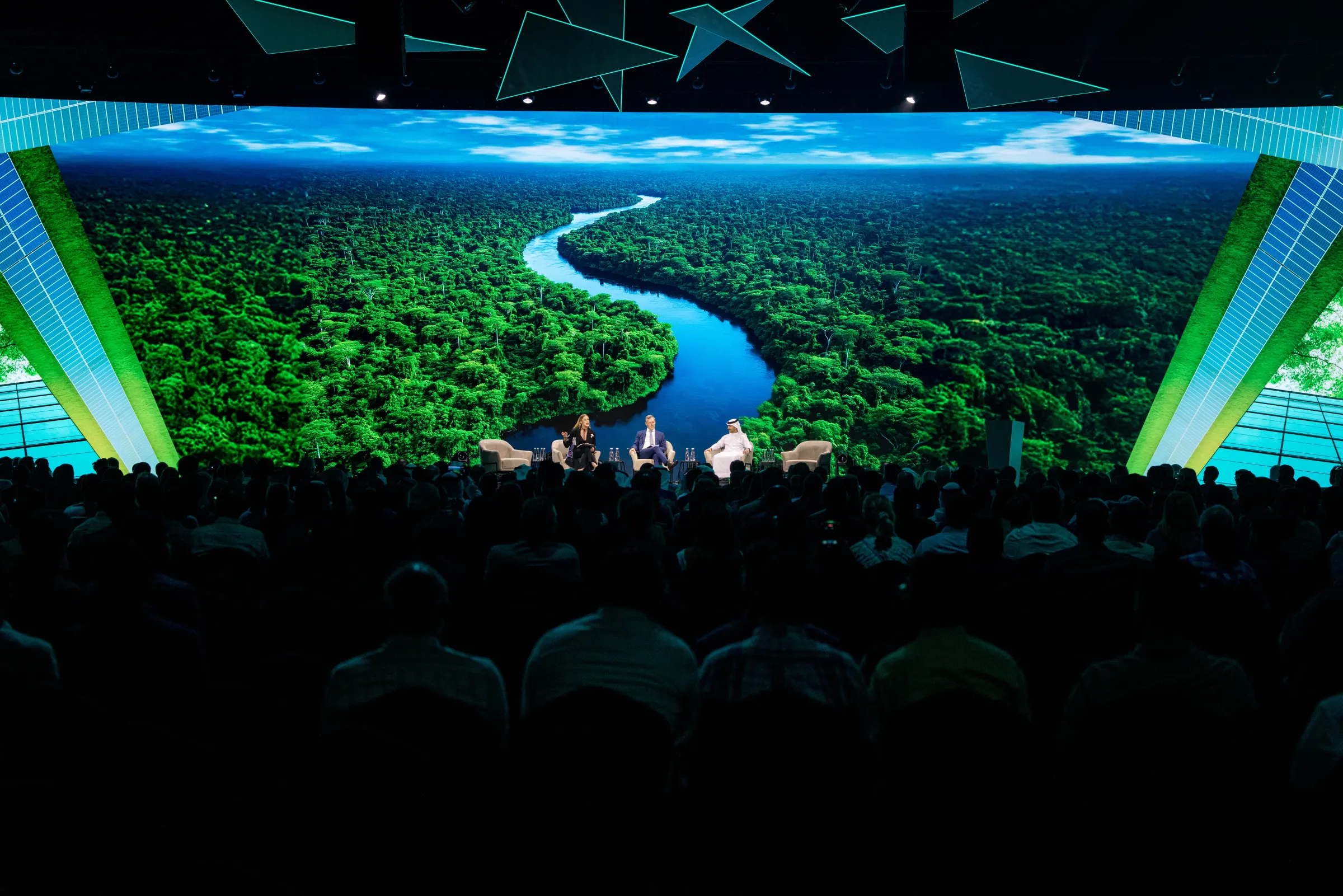 The 150-metre LED environment wrapping the room