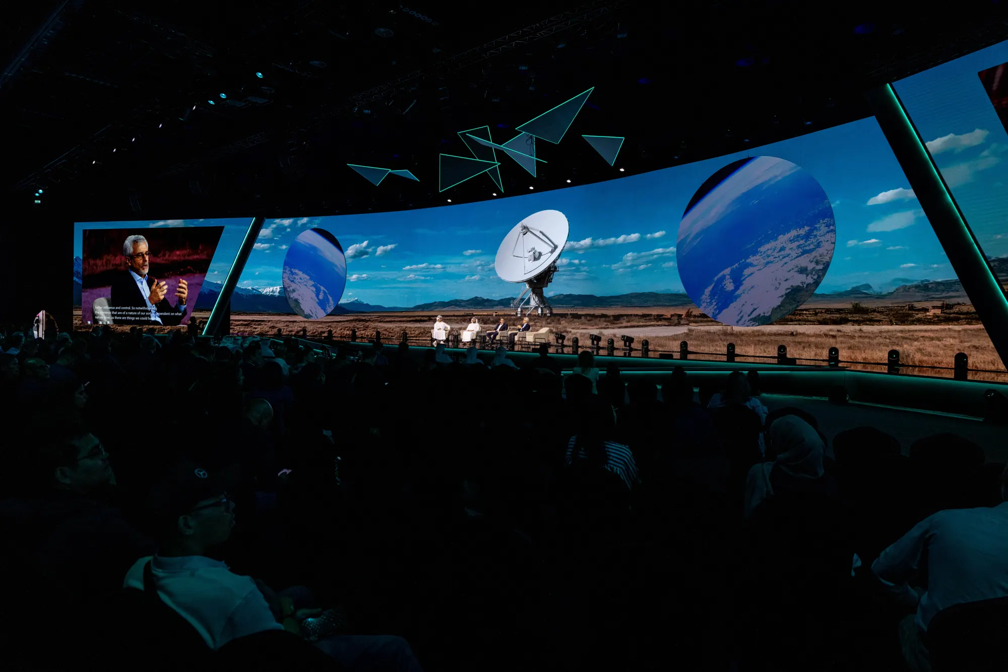 A panel beneath the immersive screens